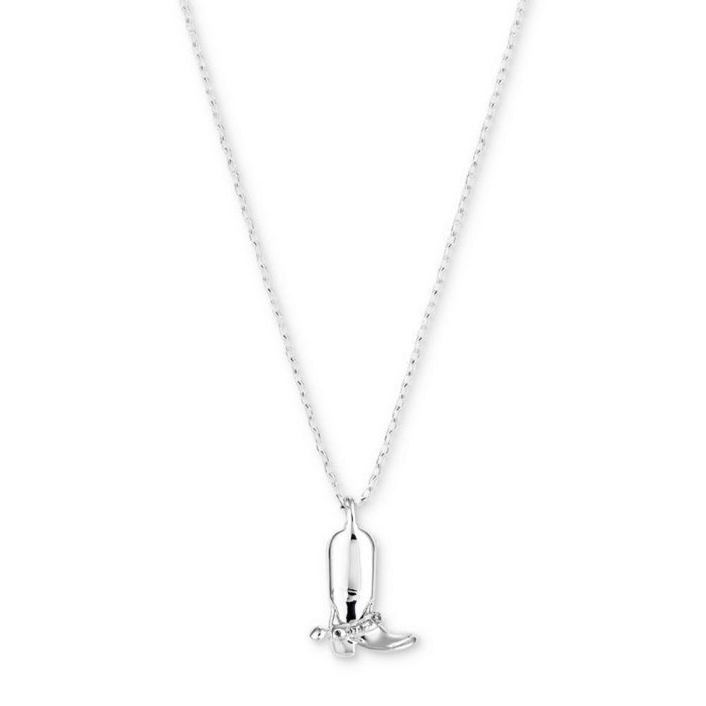 Unwritten Silver-Plated 2 Piece CZ Cowboy Boot Pendant Necklace & Stud Earrings